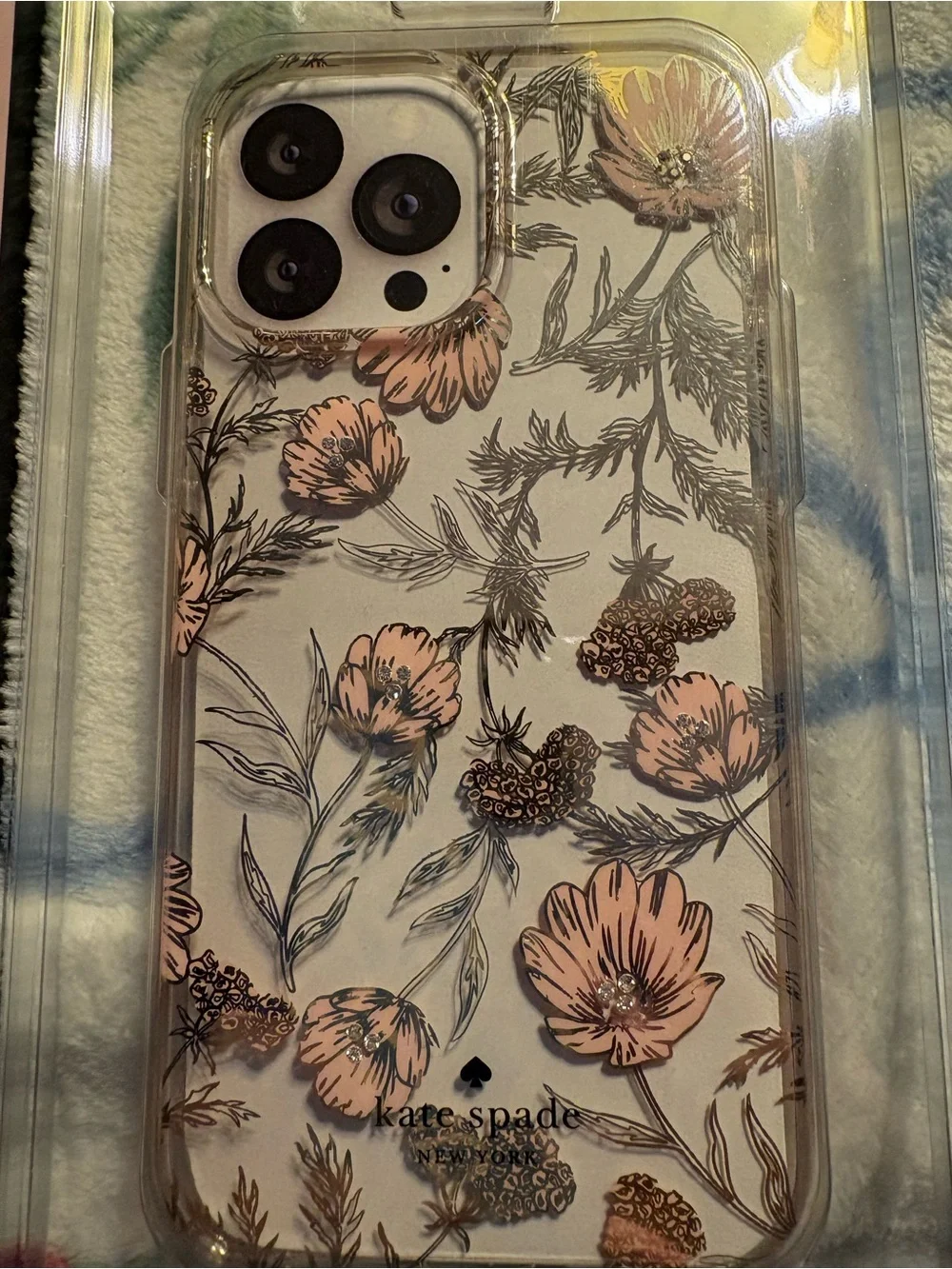 kate spade Floral Clear Protective iPhone Case - Pink, White, Green, Gold